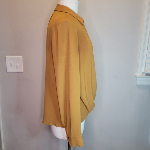 All in Favor Twisted Button Down Shirt, Mustard - Picture 4 of 9